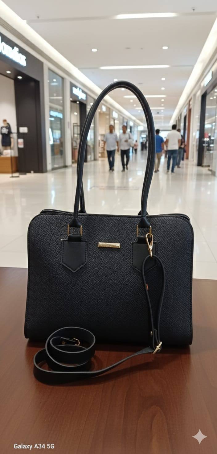 Arched Top Executive Handbag with Gold Nameplate for Women | Rangdy