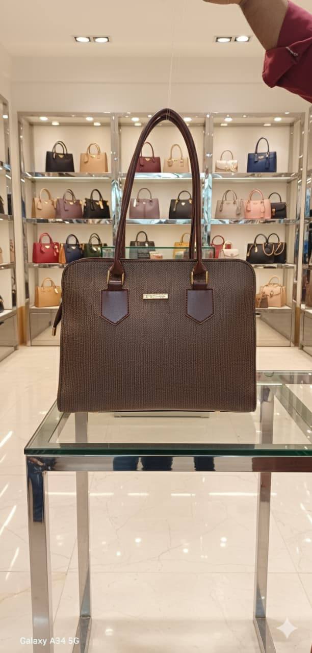 Arched Top Executive Handbag with Gold Nameplate for Women | Rangdy