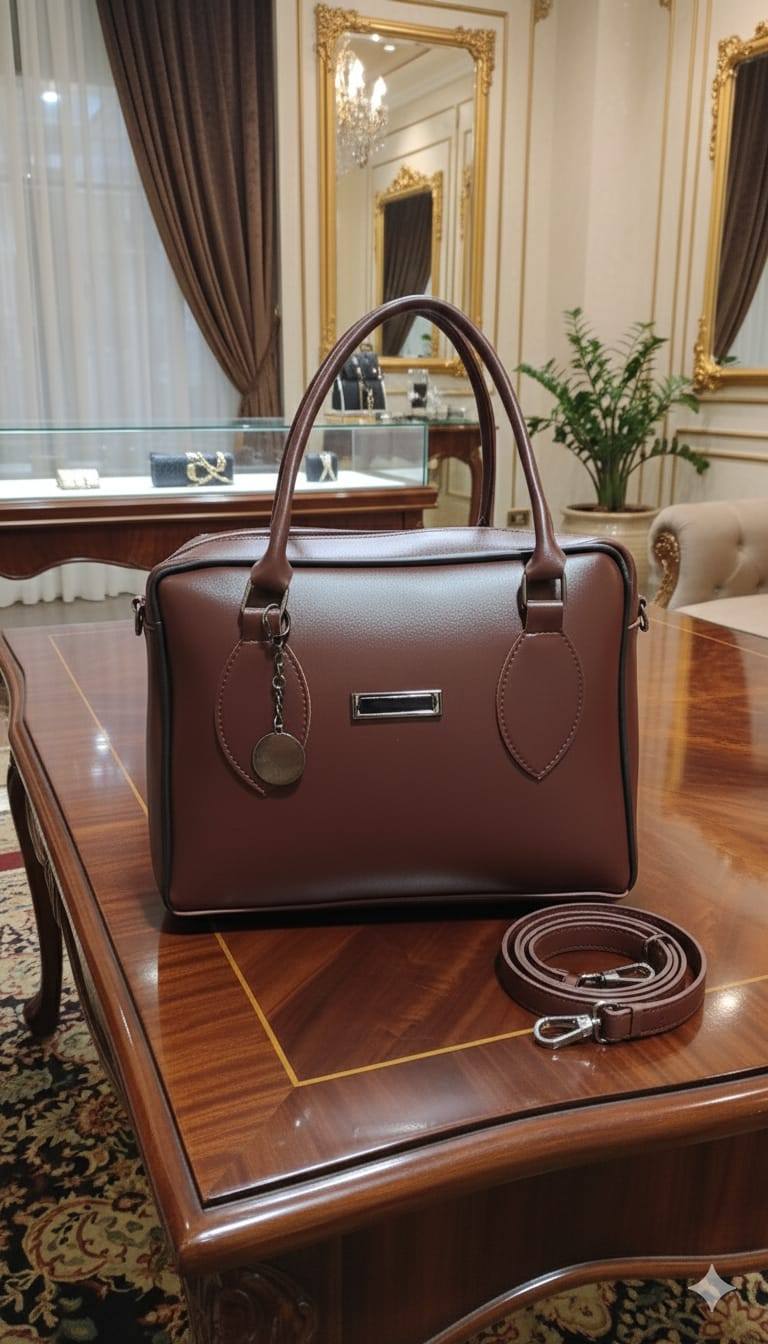 Classic Boxy Bowler Handbag with Contrast Piping & Silver Charm | Rangdy