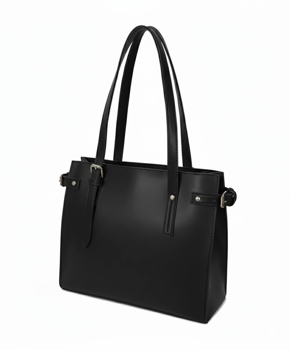 Classic Buckle Side Tote Bag | Minimalist Shoulder Handbag for Women