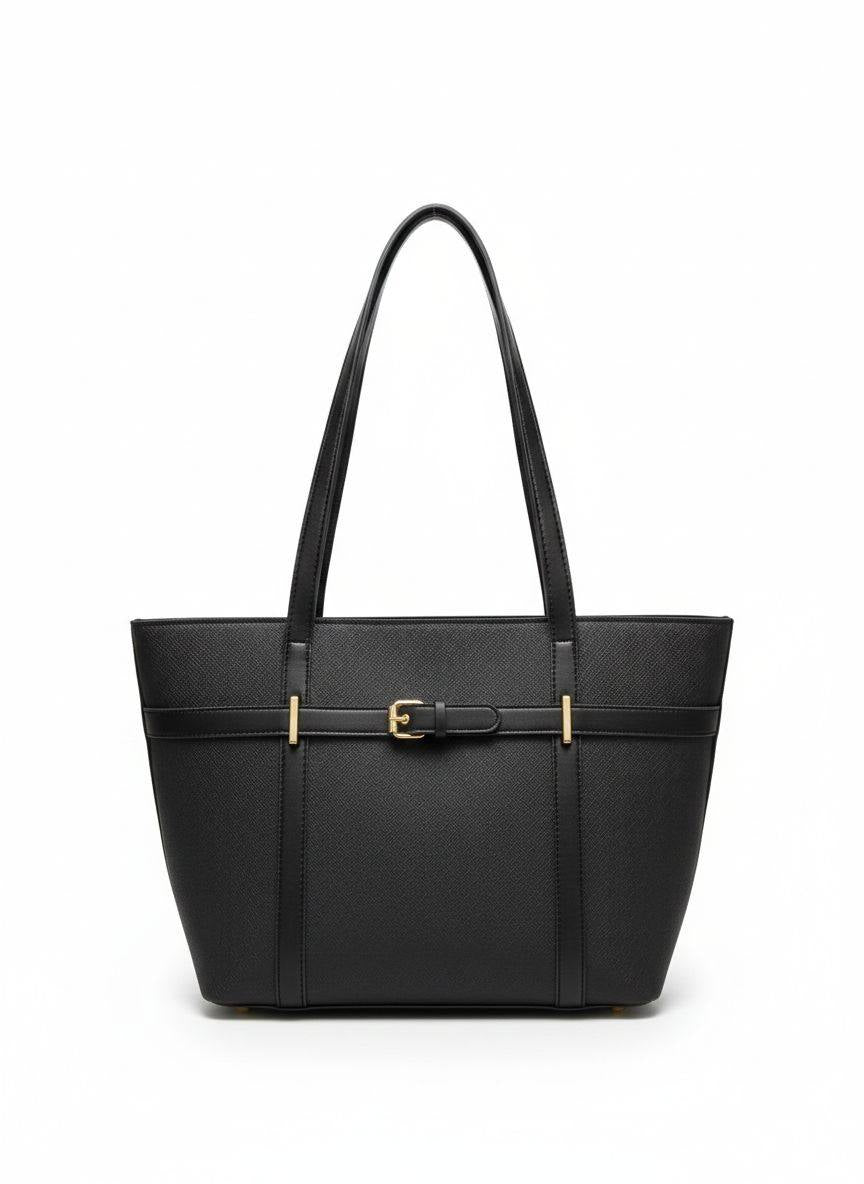 Classic Trapezoid Shoulder Tote Bag with Buckle Belt for Women | Rangdy