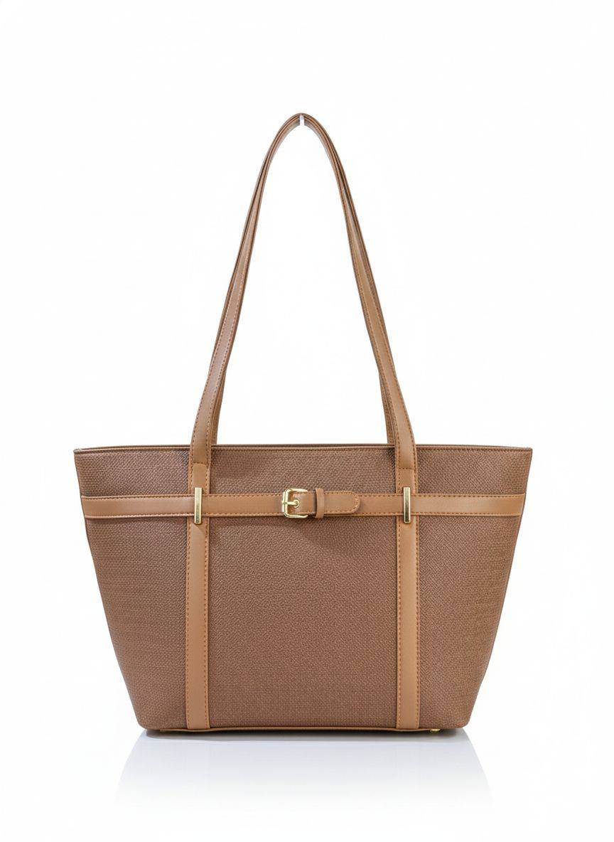 Classic Trapezoid Shoulder Tote Bag with Buckle Belt for Women | Rangdy
