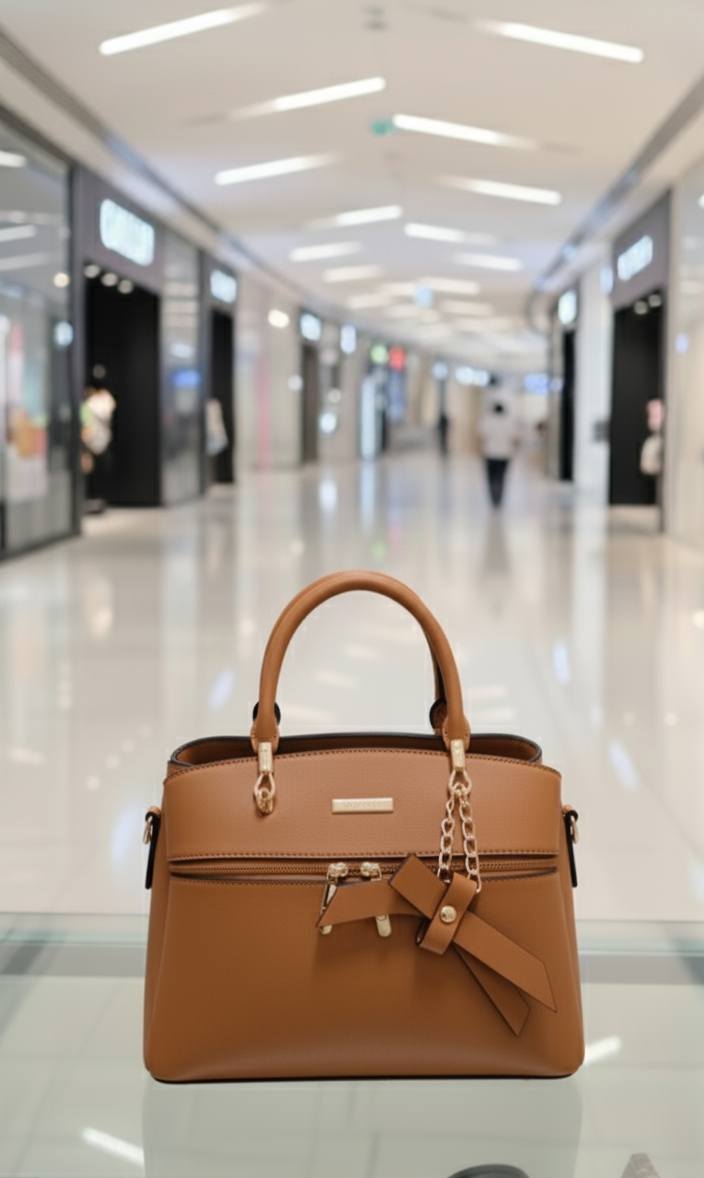 Dome Satchel Handbag with Bow Charm | Gold Chain Accent Mini Crossbody for Women