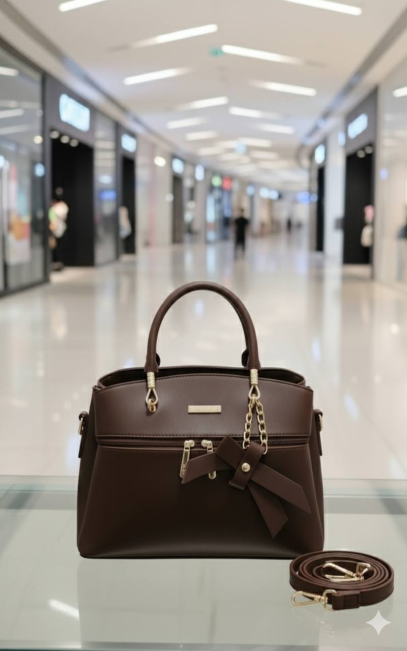 Dome Satchel Handbag with Bow Charm | Gold Chain Accent Mini Crossbody for Women