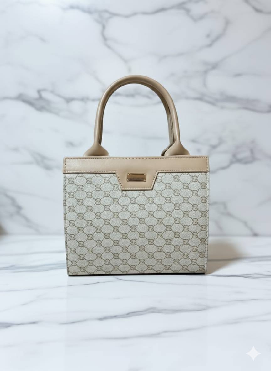 Interlocking Monogram Mini Tote Bag with Crossbody Strap | Vintage-Inspired Top-Handle Handbag for Women