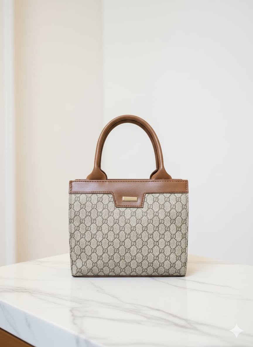 Interlocking Monogram Mini Tote Bag with Crossbody Strap | Vintage-Inspired Top-Handle Handbag for Women