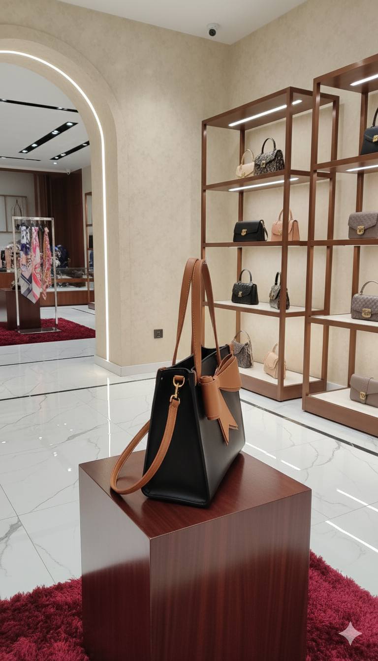 Statement Bow Structured Tote Bag | Two-Tone Designer-Inspired Handbag for Women