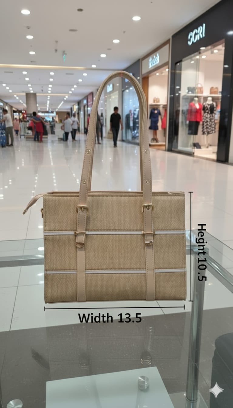 Structured Office Tote Bag with Buckle Straps for Women – Shoulder Handbag | Rangdy