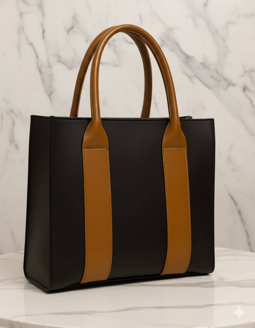 Two-Tone Vertical Stripe Tote Bag | Structured Designer-Inspired Handbag for Women