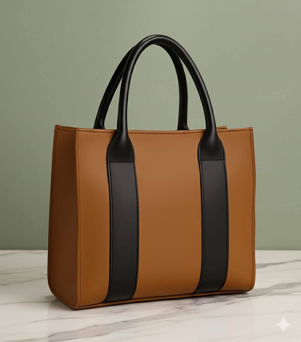 Two-Tone Vertical Stripe Tote Bag | Structured Designer-Inspired Handbag for Women