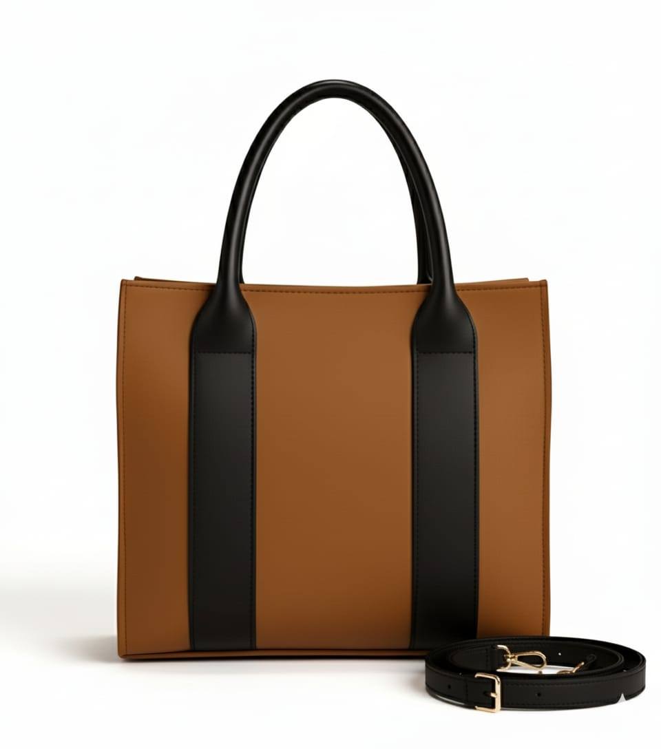 Two-Tone Vertical Stripe Tote Bag | Structured Designer-Inspired Handbag for Women
