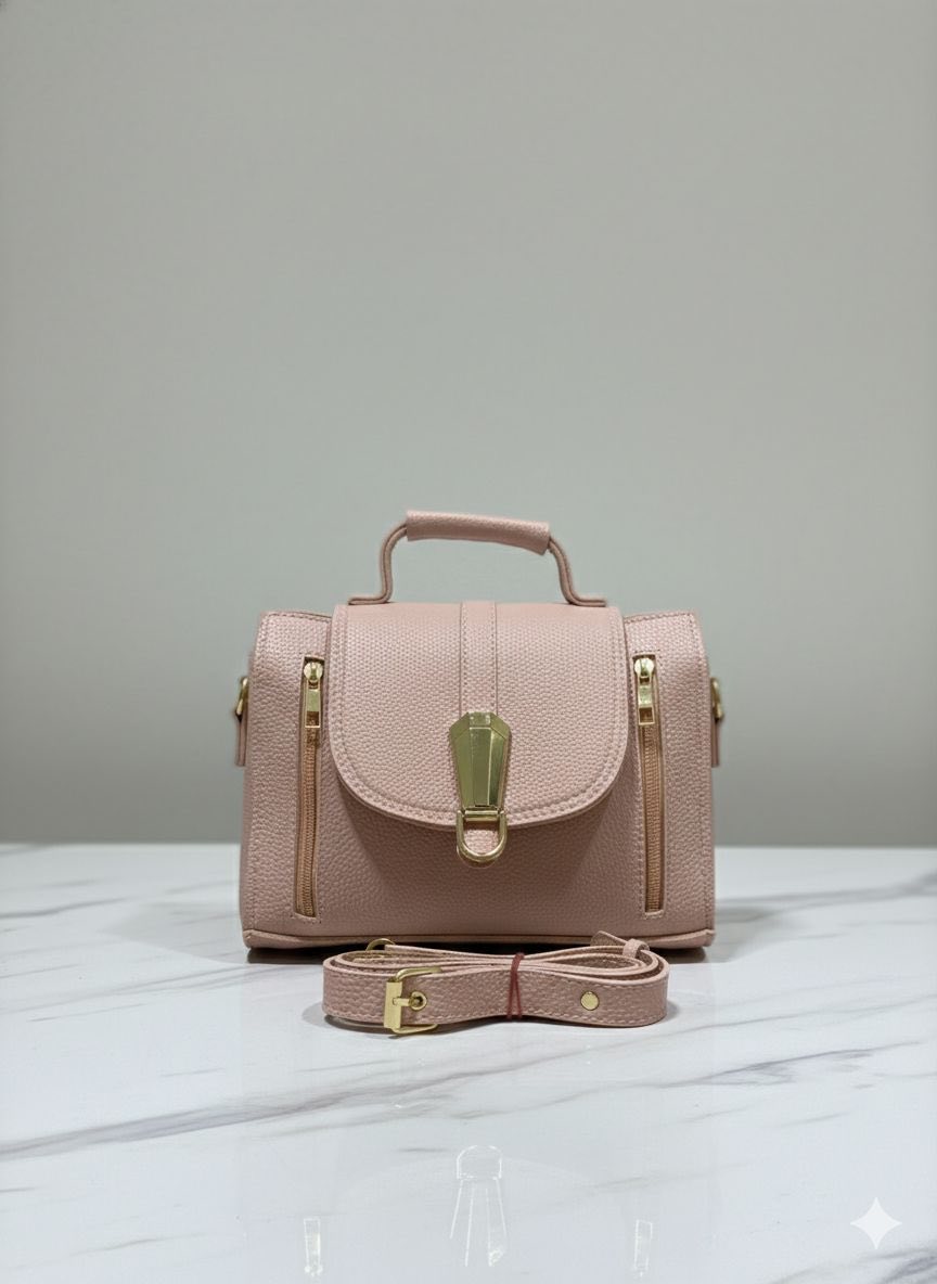 Vintage Satchel Mini Handbag with Push Lock & Side Zippers for Women | Rangdy
