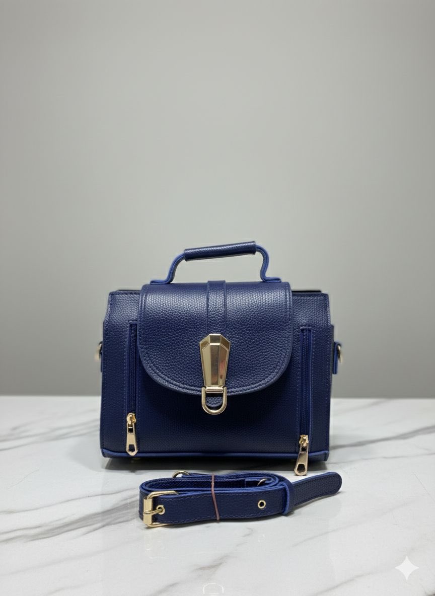 Vintage Satchel Mini Handbag with Push Lock & Side Zippers for Women | Rangdy