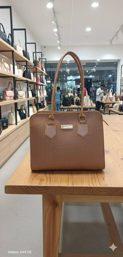 Arched Top Executive Handbag with Gold Nameplate for Women | Rangdy