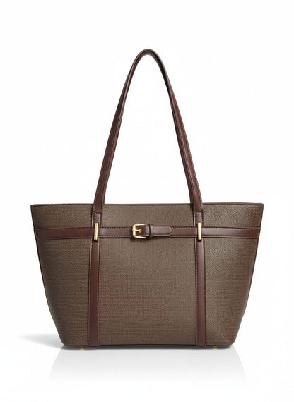 Classic Trapezoid Shoulder Tote Bag with Buckle Belt for Women | Rangdy