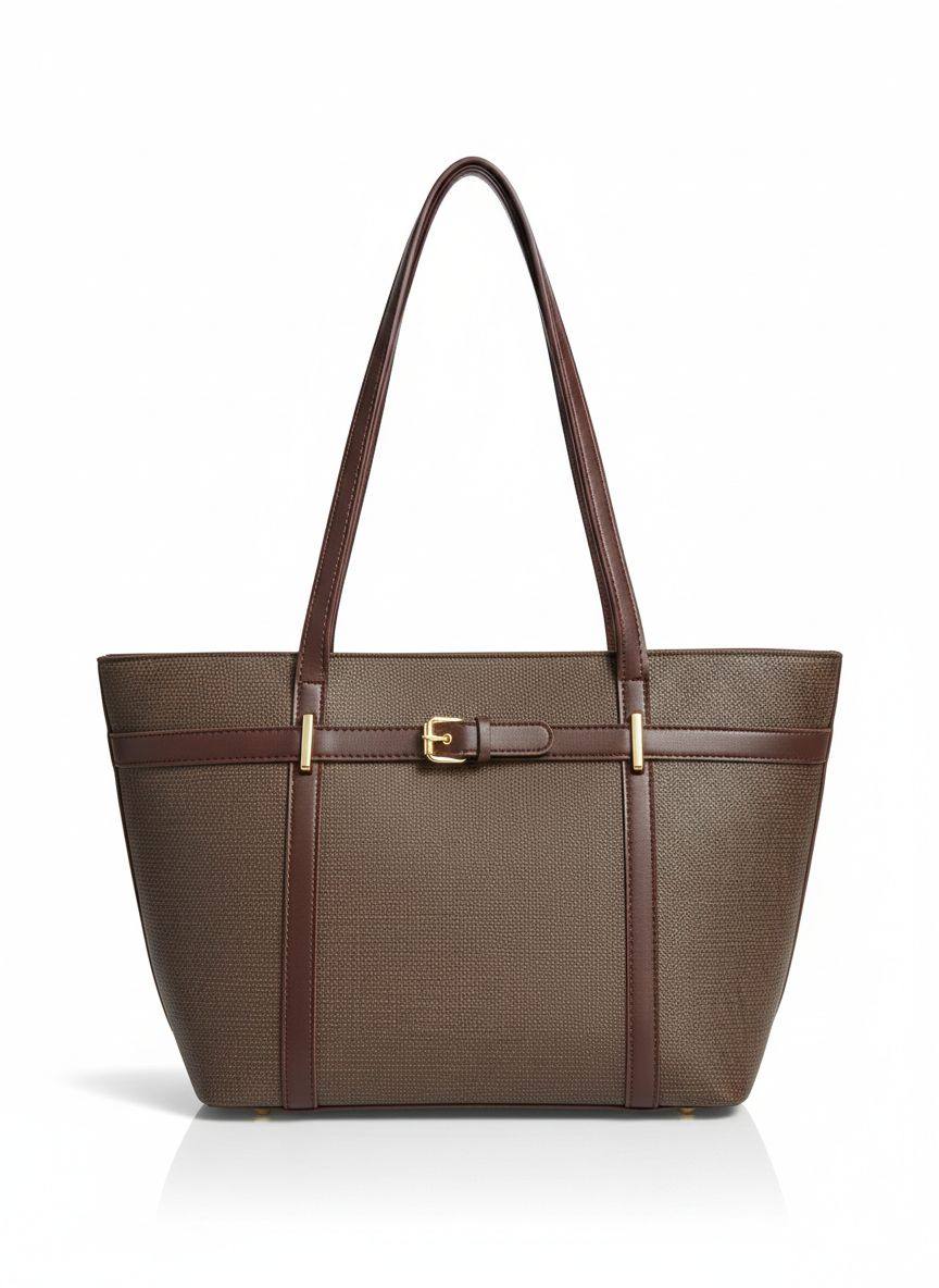 Classic Trapezoid Shoulder Tote Bag with Buckle Belt for Women | Rangdy