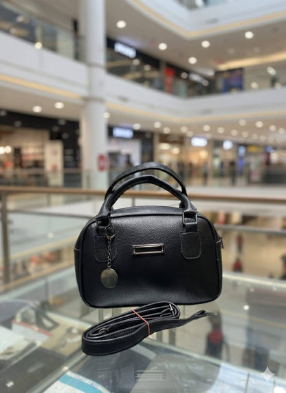 Mini Bowler Handbag with Silver Charm & Crossbody Strap for Women | Rangdy