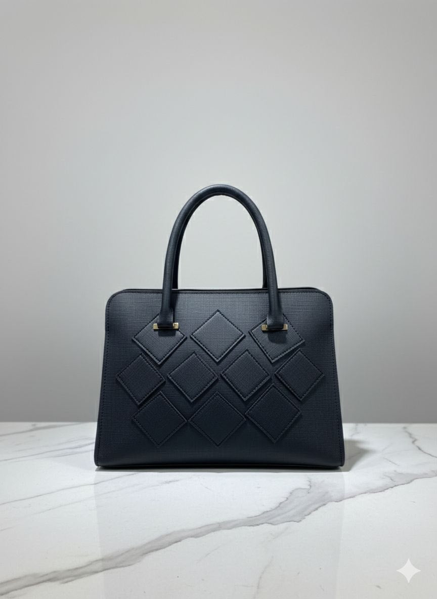 Elegant Diamond Pattern Women’s Handbag – Top Handle Tote Bag