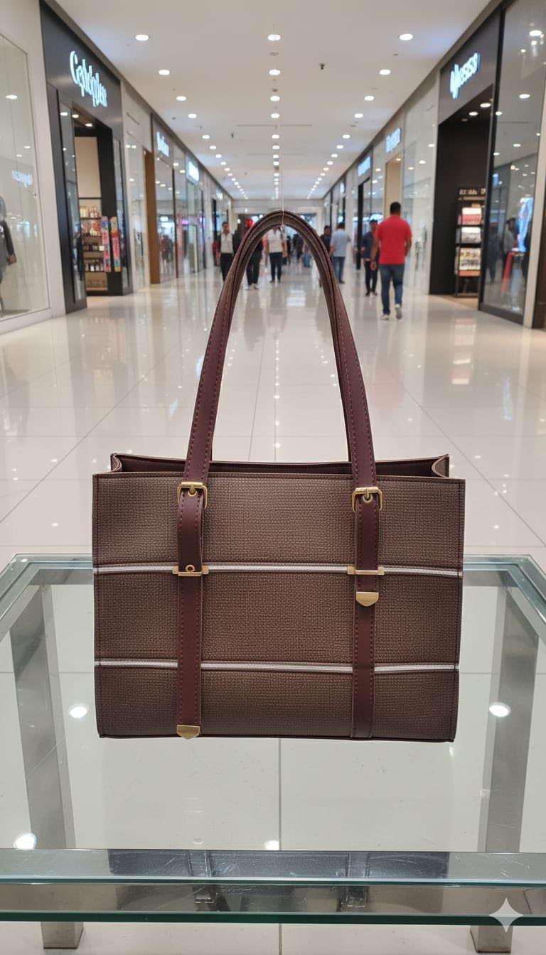 Structured Office Tote Bag with Buckle Straps for Women – Shoulder Handbag | Rangdy