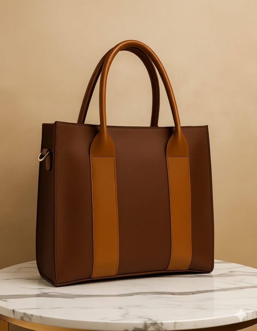 Two-Tone Vertical Stripe Tote Bag | Structured Designer-Inspired Handbag for Women